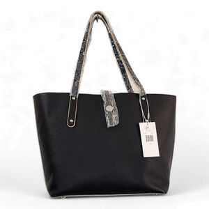 Jessica Moore Large Black Pebbled Leather Lux Tote Bag
